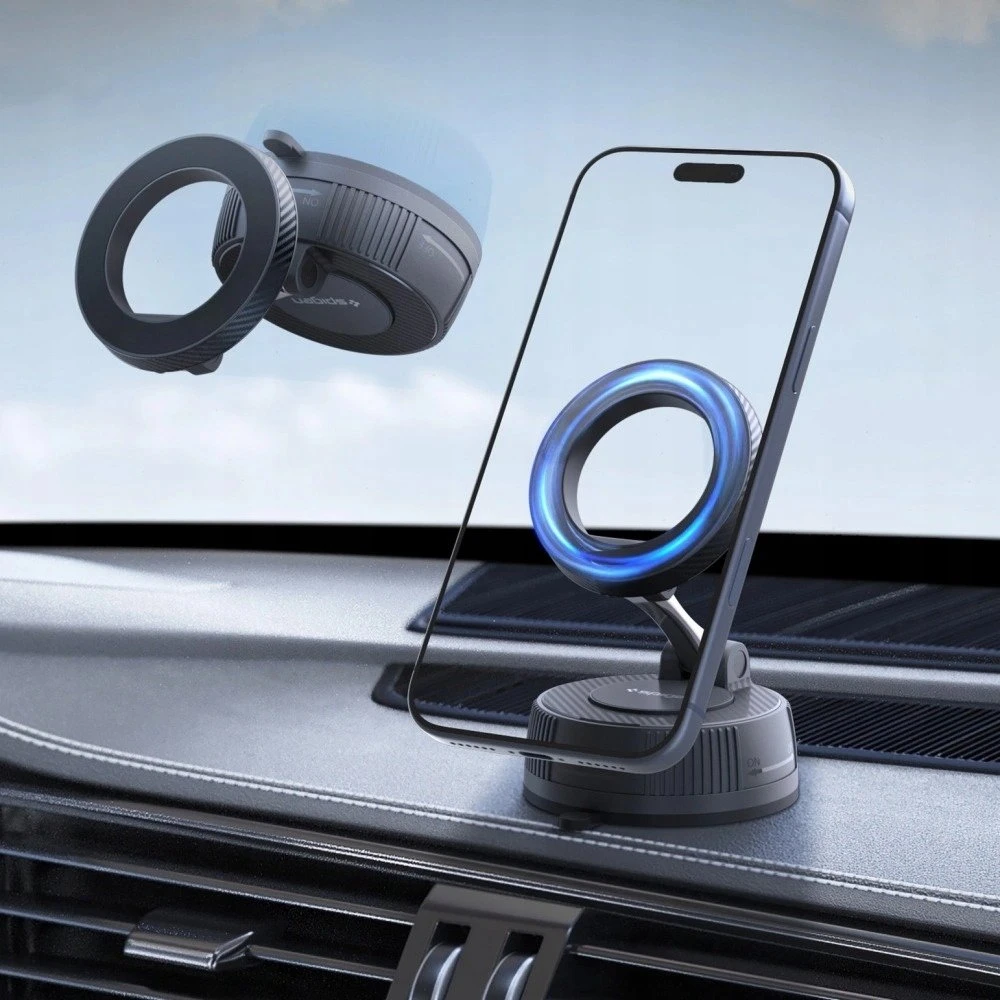 „Spigen MFT36 VacuumLock“ magnetinis „MagSafe“ automobilio laikiklis, juodos spalvos