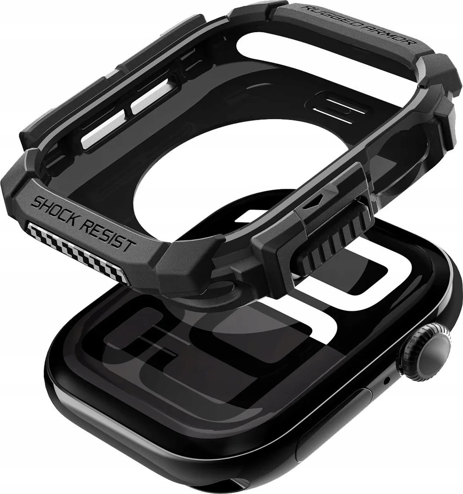 Dėklas Apple Watch 10 (46mm) Spigen Rugged Armor Matte juodas