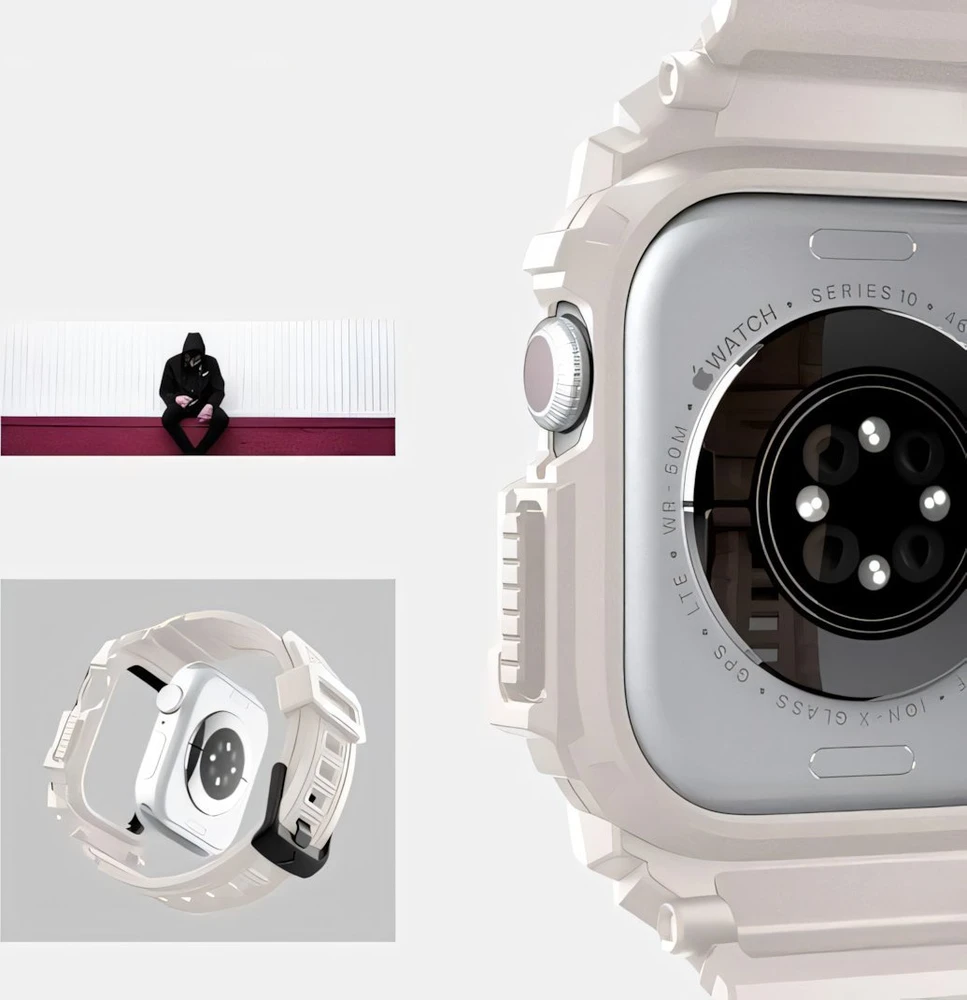 Spigen Rugged Armor ”Pro” Apyrankė for Apple Watch 10 (46MM) – rusvai gelsvas