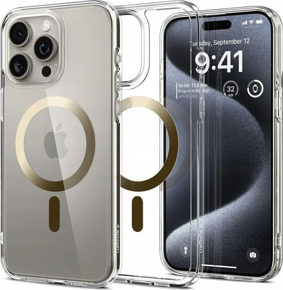 Apple iPhone 16 Pro MAX Spigen Ultra Hybrid Mag MagSafe dėklas telefonui aukso spalvos