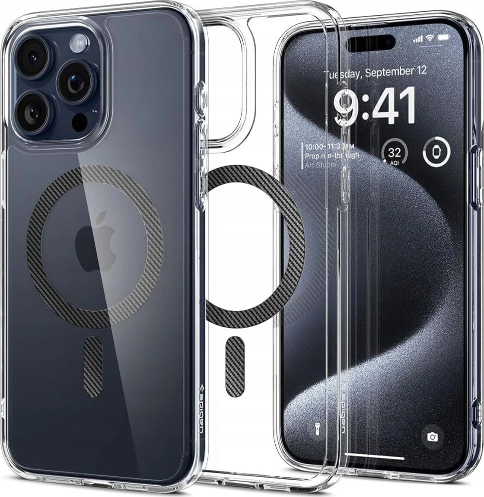 Spigen Ultra Hybrid Mag MagSafe Carbon Fiber Apple iPhone 16 Pro Max – dėklas telefonui pilkos spalvos