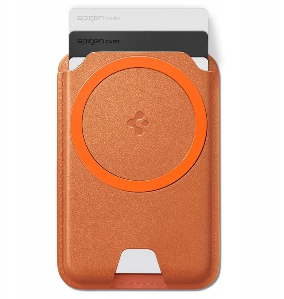 Dėklas Spigen Valentinus MAgFit+ MagSafe Universal Magnetic Card Holder Metallic oranžinės spalvos