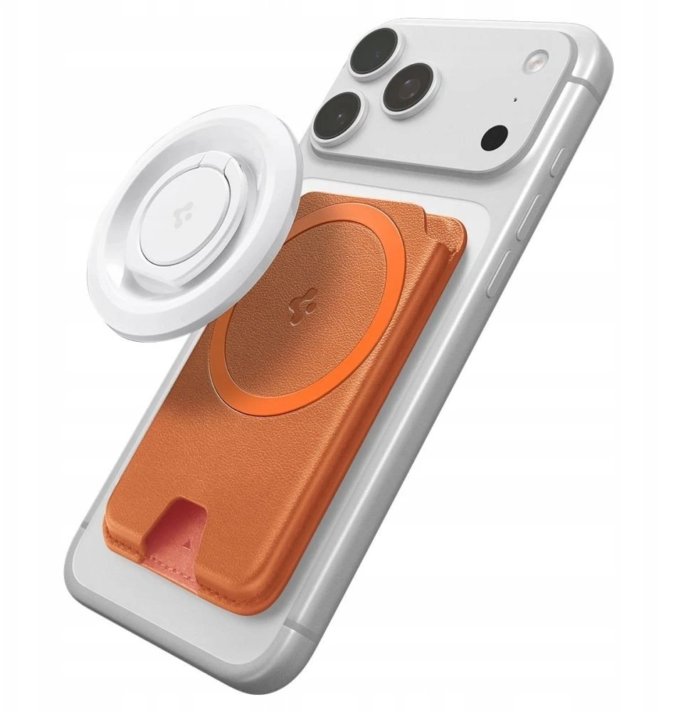 Dėklas Spigen Valentinus MAgFit+ MagSafe Universal Magnetic Card Holder Metallic oranžinės spalvos