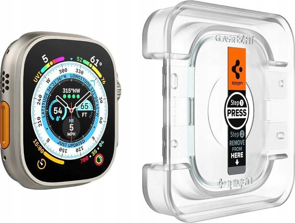 Apsauginis stiklas Spigen GLAS.TR „EZ Fit” 2-pack Apple Watch ULTRA (49 mm) skaidrus