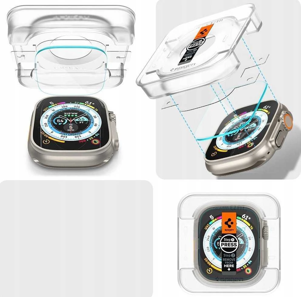 Apsauginis stiklas Spigen GLAS.TR „EZ Fit” 2-pack Apple Watch ULTRA (49 mm) skaidrus