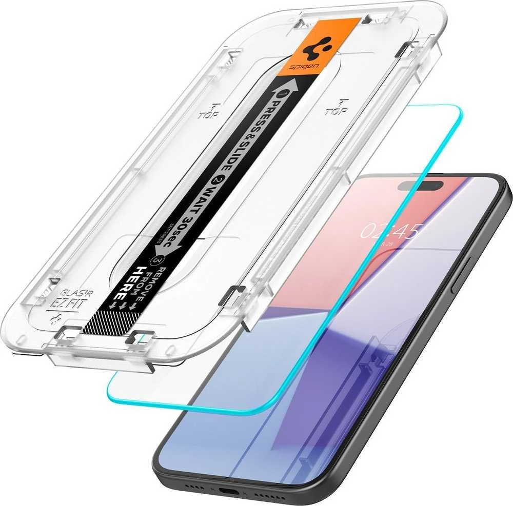 Apsauginis stiklas Spigen GLAS.TR „EZ FIT” 2-PACK Apple iPhone 15 PLUS CLEAR