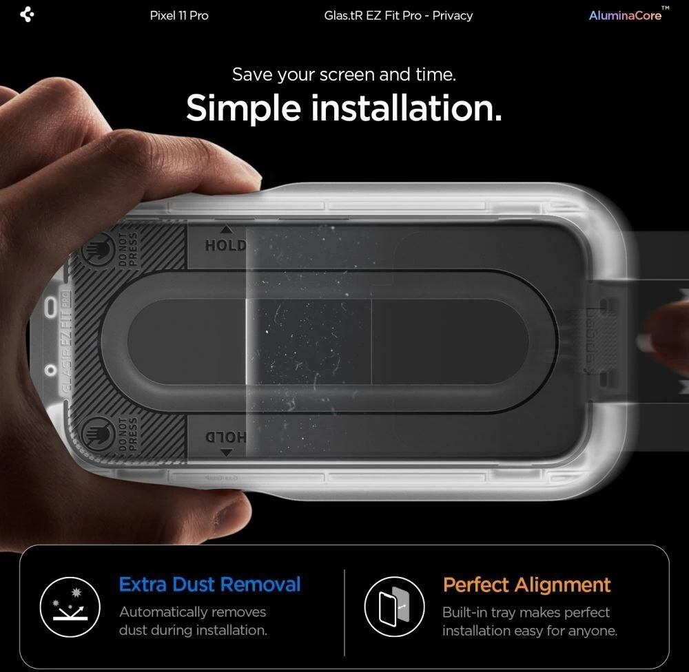 PRIVATUMĄ UŽTIKRINANTIS STIKLAS Spigen GLAS.TR EZ FIT PRO AC 2-PACK GOOGLE PIXEL 9 / 9 PRO / 10 PRO / 11 PRO PRIVACY