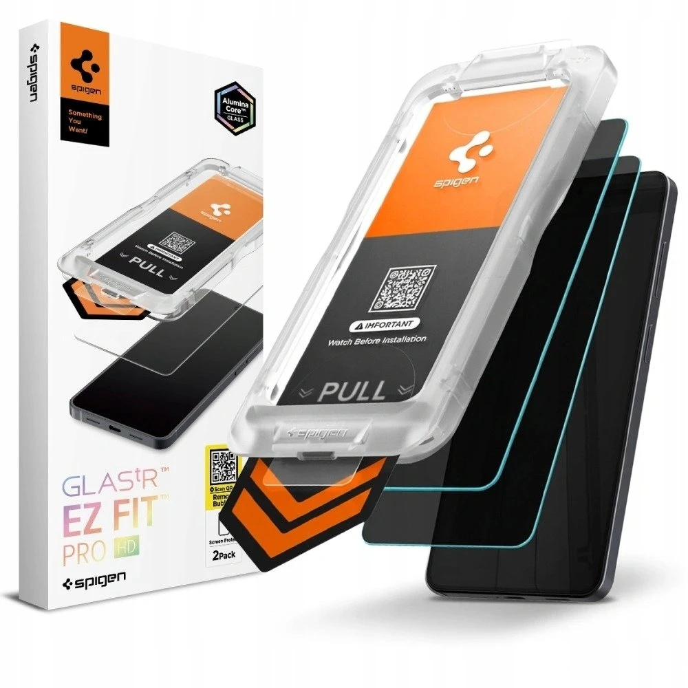 „Spigen Glass tR EZ Fit Pro HD“ (privatumo) 2 vnt., skaidrūs – „Samsung Galaxy S26+“