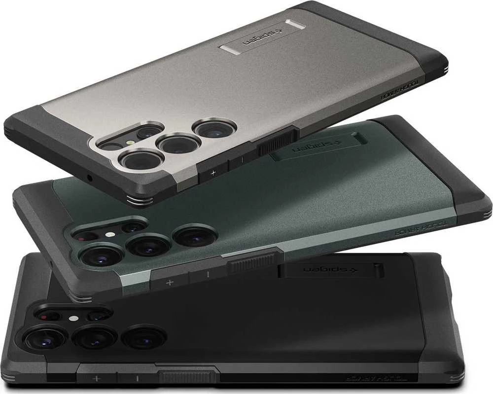 Spigen Tough Armor dėklas skirtas Samsung Galaxy S23 Ultra, spalva - Juoda