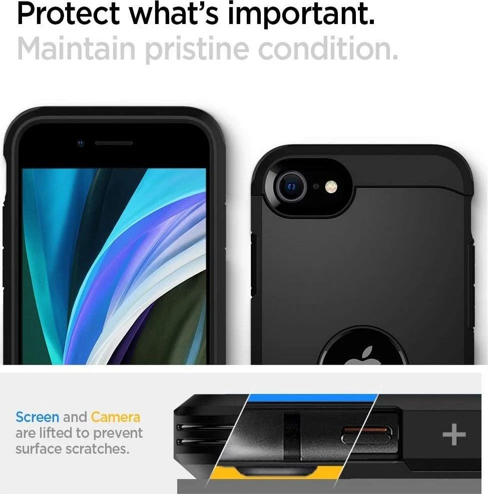 Dėklas Spigen Tough Armor, juodos spalvos – iPhone SE