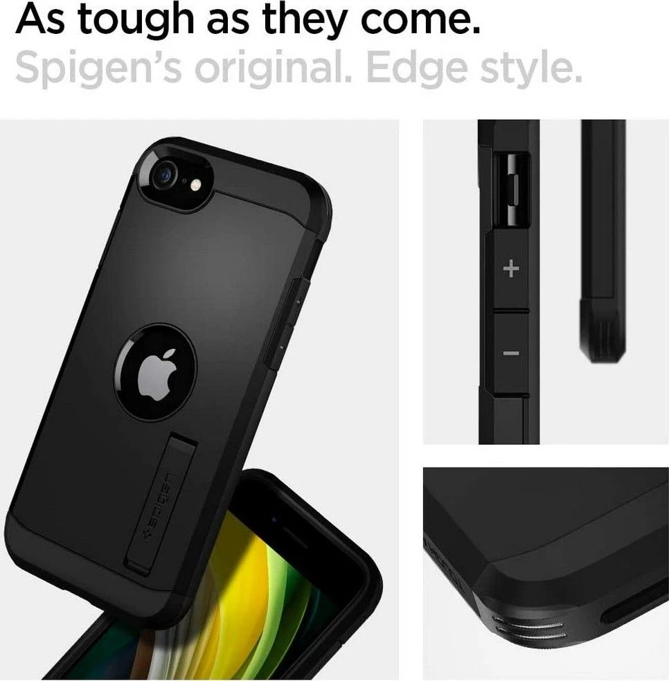 Dėklas Spigen Tough Armor, juodos spalvos – iPhone SE