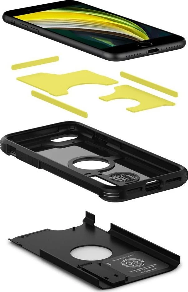 Dėklas Spigen Tough Armor, juodos spalvos – iPhone SE