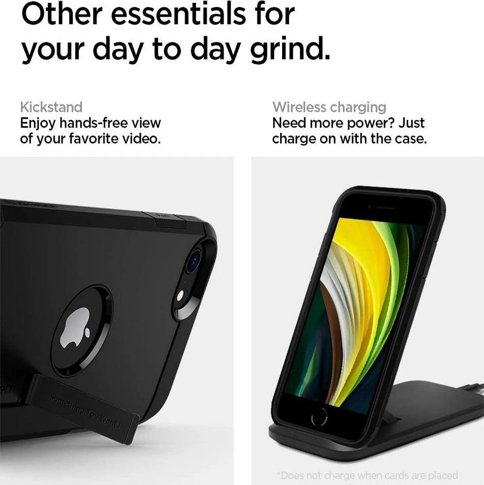 Dėklas Spigen Tough Armor, juodos spalvos – iPhone SE