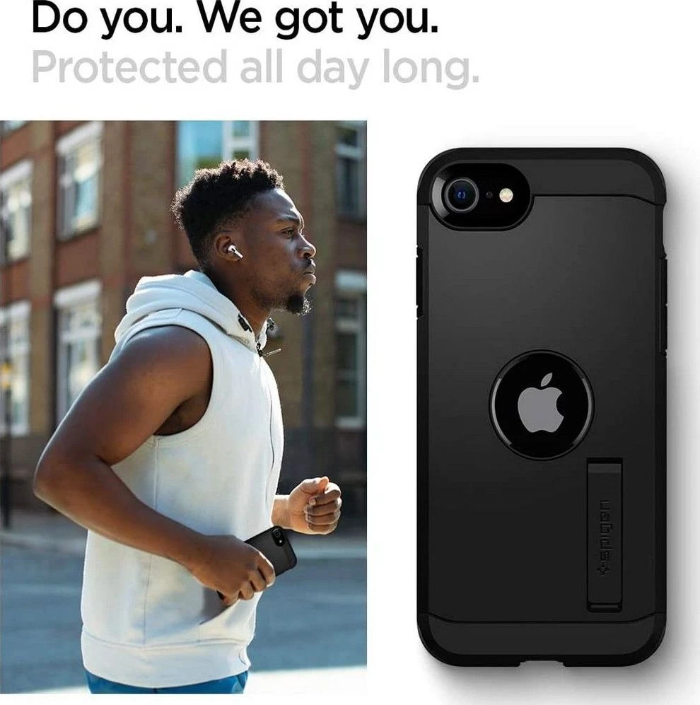 Dėklas Spigen Tough Armor, juodos spalvos – iPhone SE