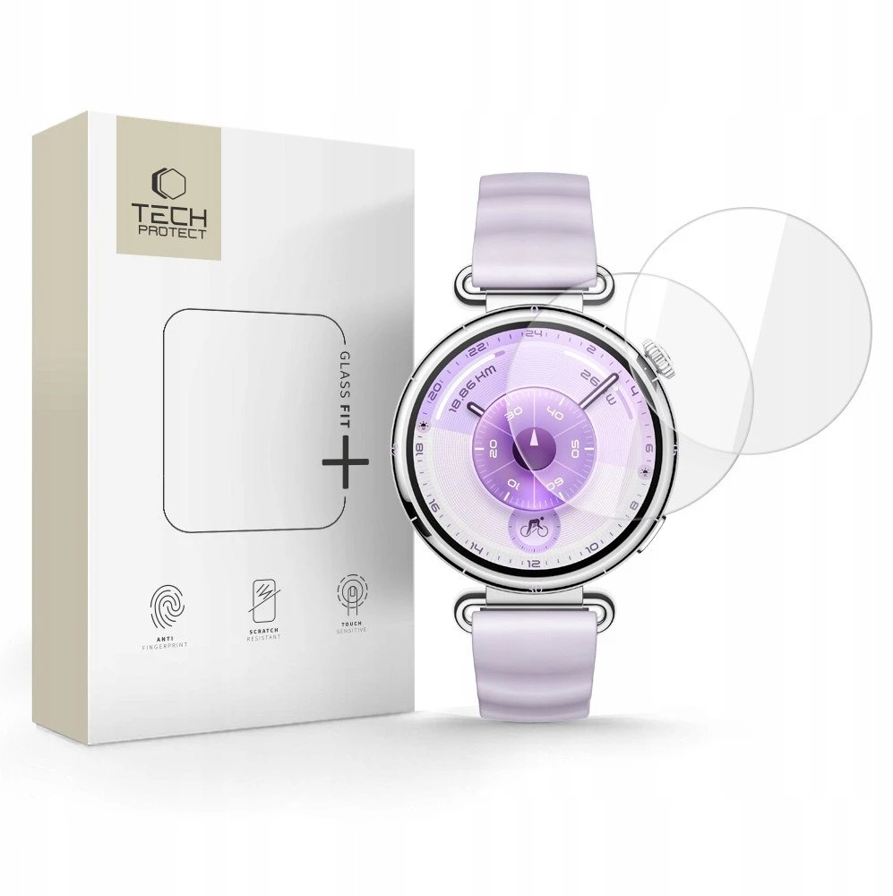 „Tech-Protect Glass Fit+“ 2 grūdinto stiklo pakuotė, skirta „Huawei Watch GT 6 41mm“ - skaidri