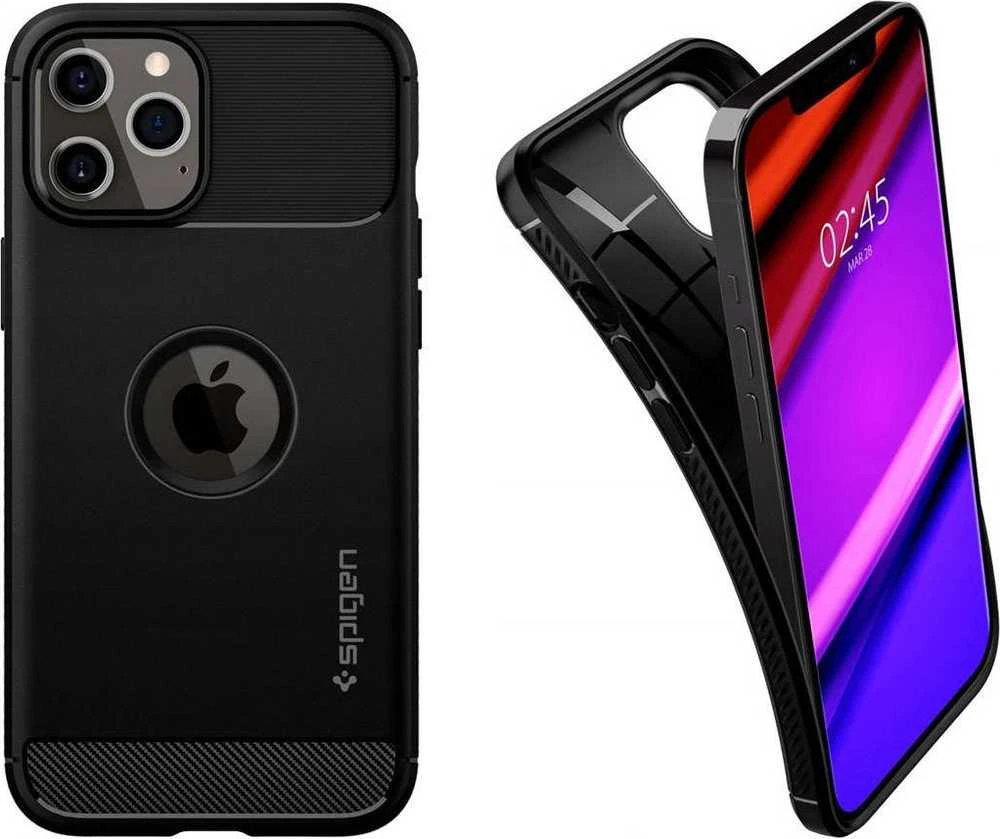 Spigen Rugged Armor – dėklas skirtas Apple iPhone 12 / Apple iPhone 12 Pro Case Juodas