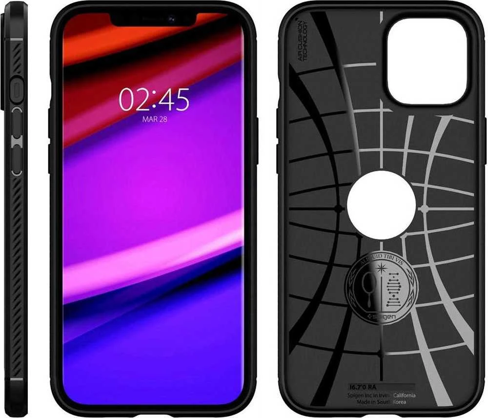Spigen Rugged Armor – dėklas skirtas Apple iPhone 12 / Apple iPhone 12 Pro Case Juodas