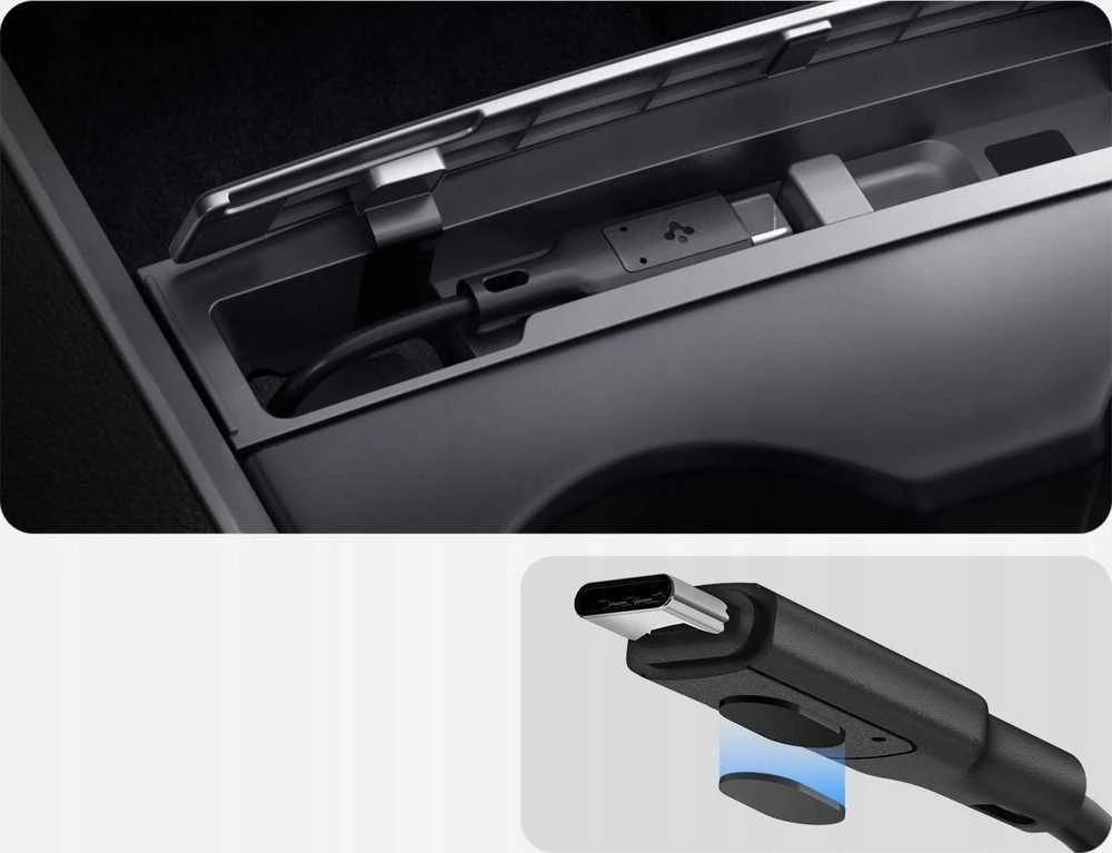 Spigen Tesla kabelių organizavimo stotelė, juoda - Tesla Model Y/3