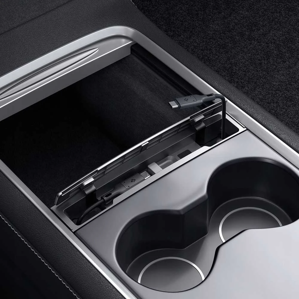 Spigen Tesla kabelių organizavimo stotelė, juoda - Tesla Model Y/3