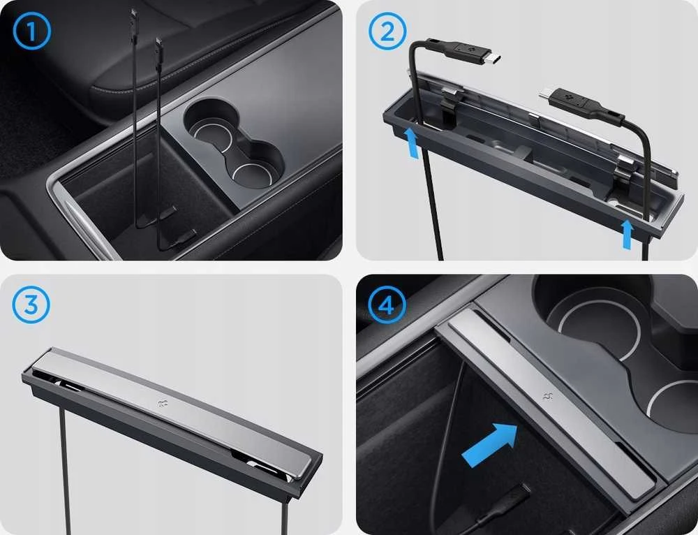 Spigen Tesla kabelių organizavimo stotelė, juoda - Tesla Model Y/3
