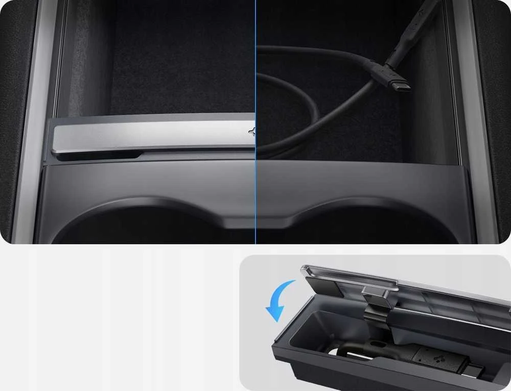 Spigen Tesla kabelių organizavimo stotelė, juoda - Tesla Model Y/3