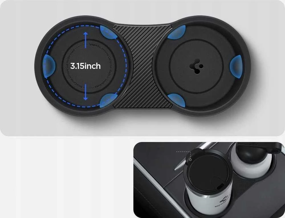 Spigen Tesla centrinės konsolės puodelio laikiklio įdėklas (2021/2022), juodas - Model Y/3