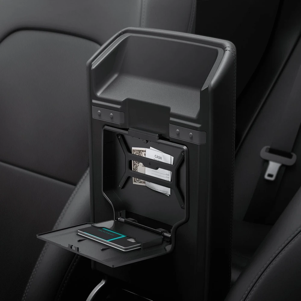 Spigen Tesla centrinės konsolės organizatorius — paslėpta daiktų dėžutė, juodas - Tesla Model 3 2024