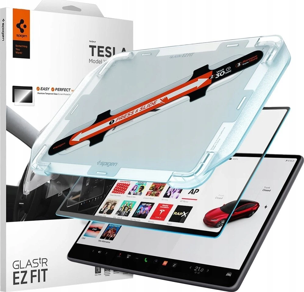 Spigen Tesla EZ Fit antirefleksinė ekrano apsauga, 1 vnt., skaidri - Tesla Model 3 2024