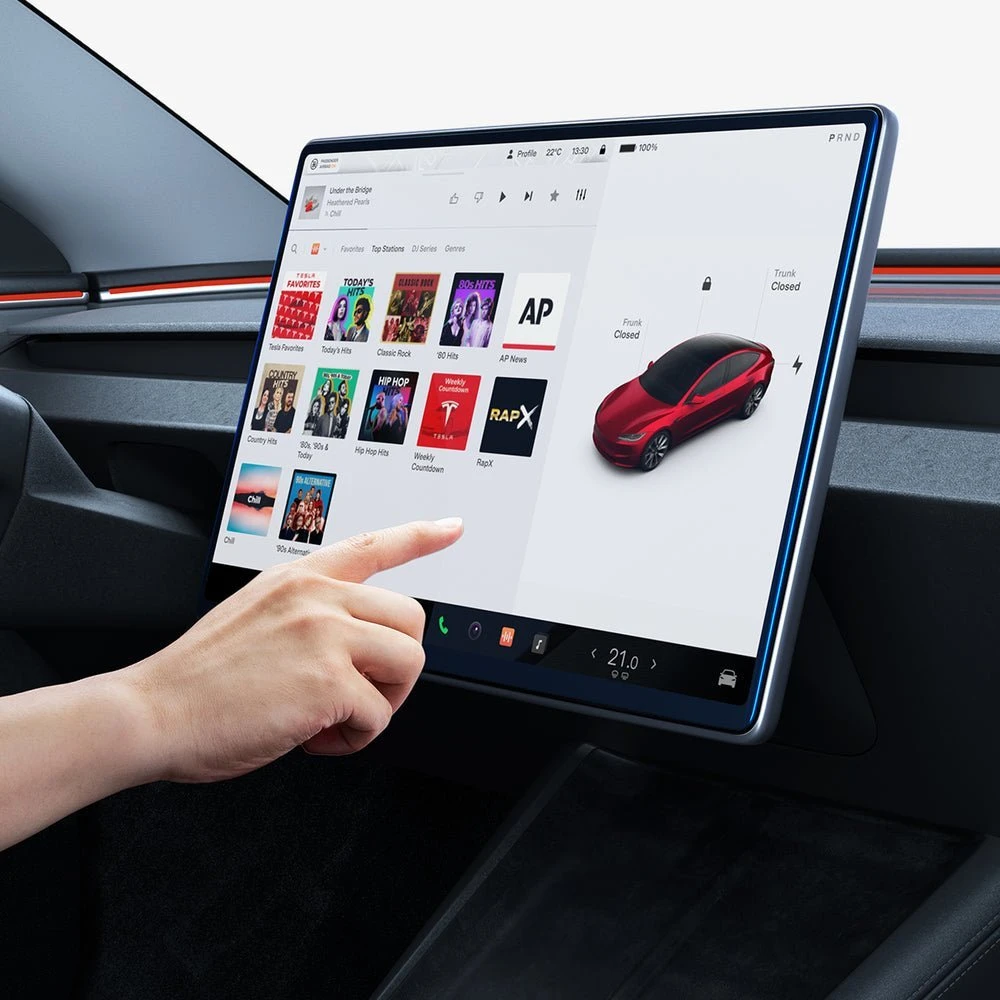 Spigen Tesla EZ Fit antirefleksinė ekrano apsauga, 1 vnt., skaidri - Tesla Model 3 2024