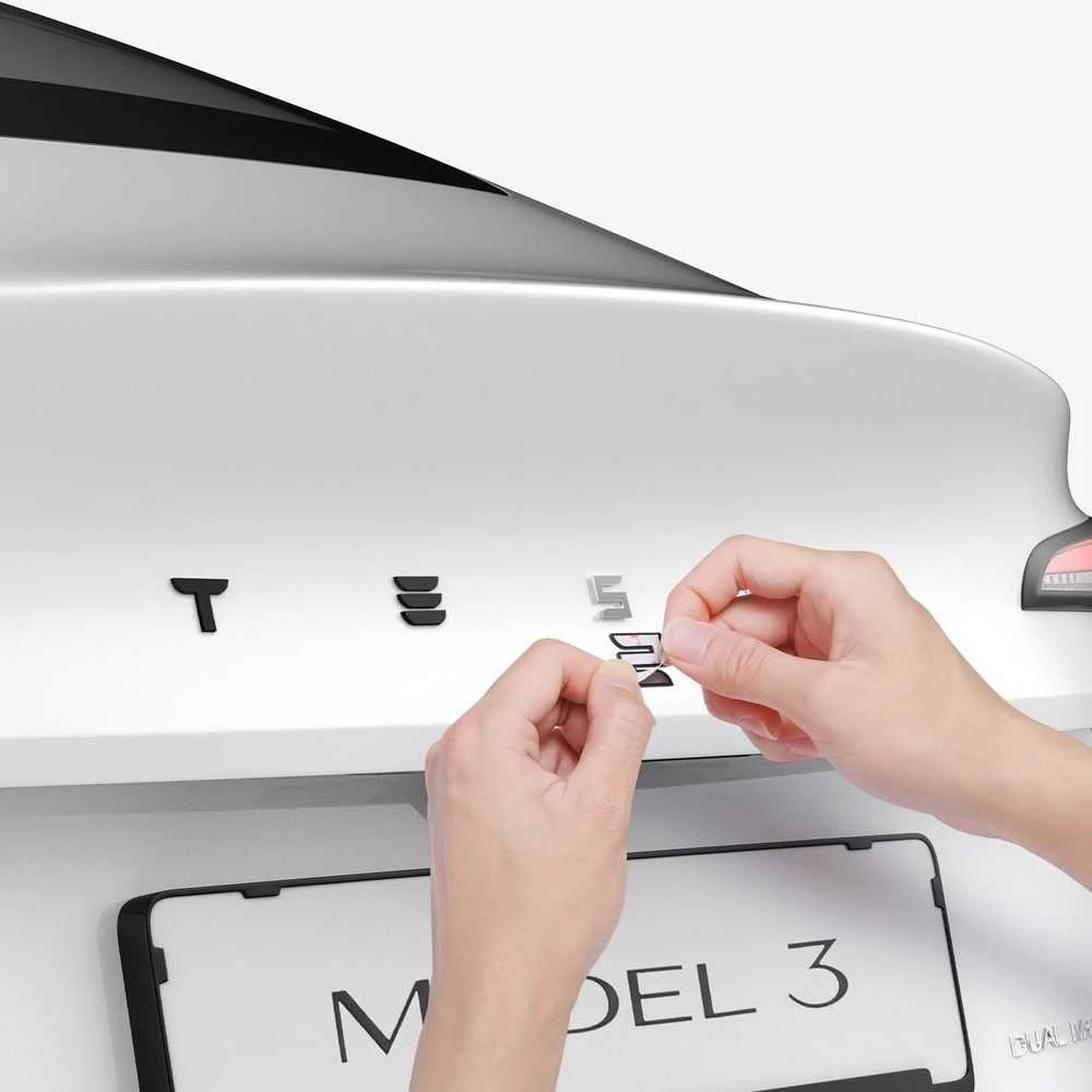 Spigen Tesla galinės emblemos (logotipo) pilnas dangtelis, juodas - Tesla Model 3 2024