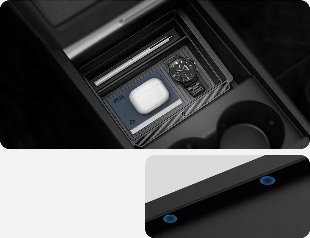 Spigen Tesla stumdomas konsolės organizatorius (apatinis), juodas - Tesla Model 3 2024