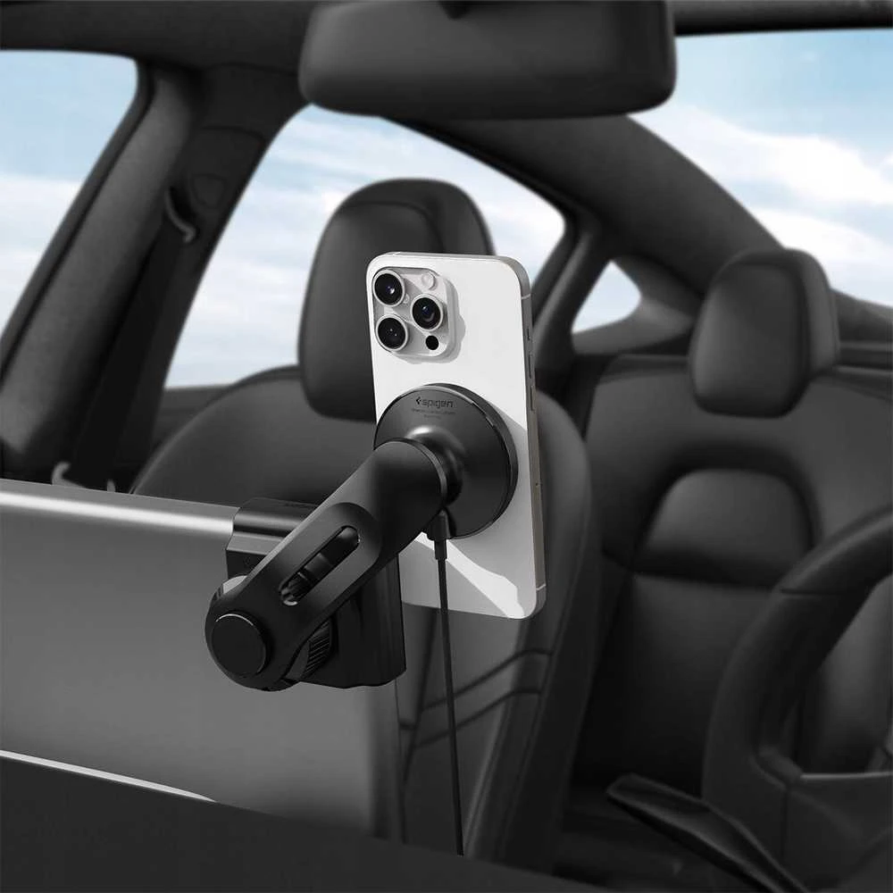 Spigen Tesla TapLock MagSafe automobilinis laikiklis-kroviklis, juodas - belaidis / skirtas ekranui