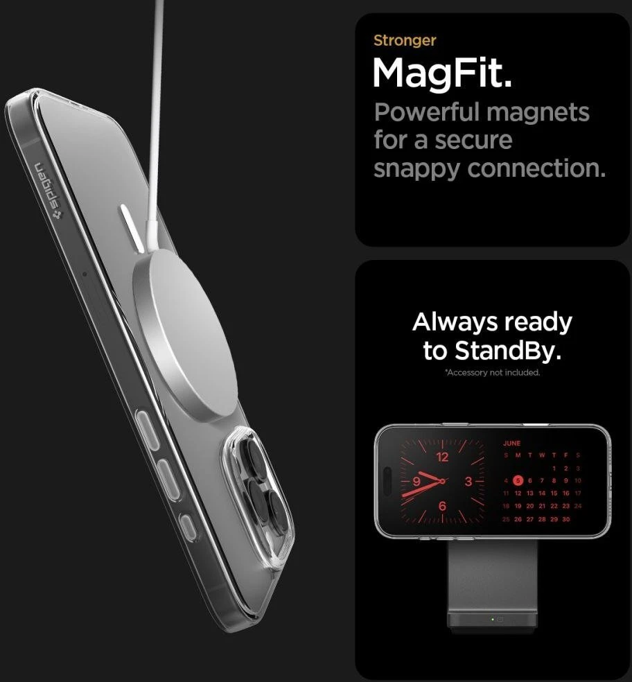 Dėklas Spigen Thin Fit T MagSafe, skaidrus baltas - iPhone 16 Pro