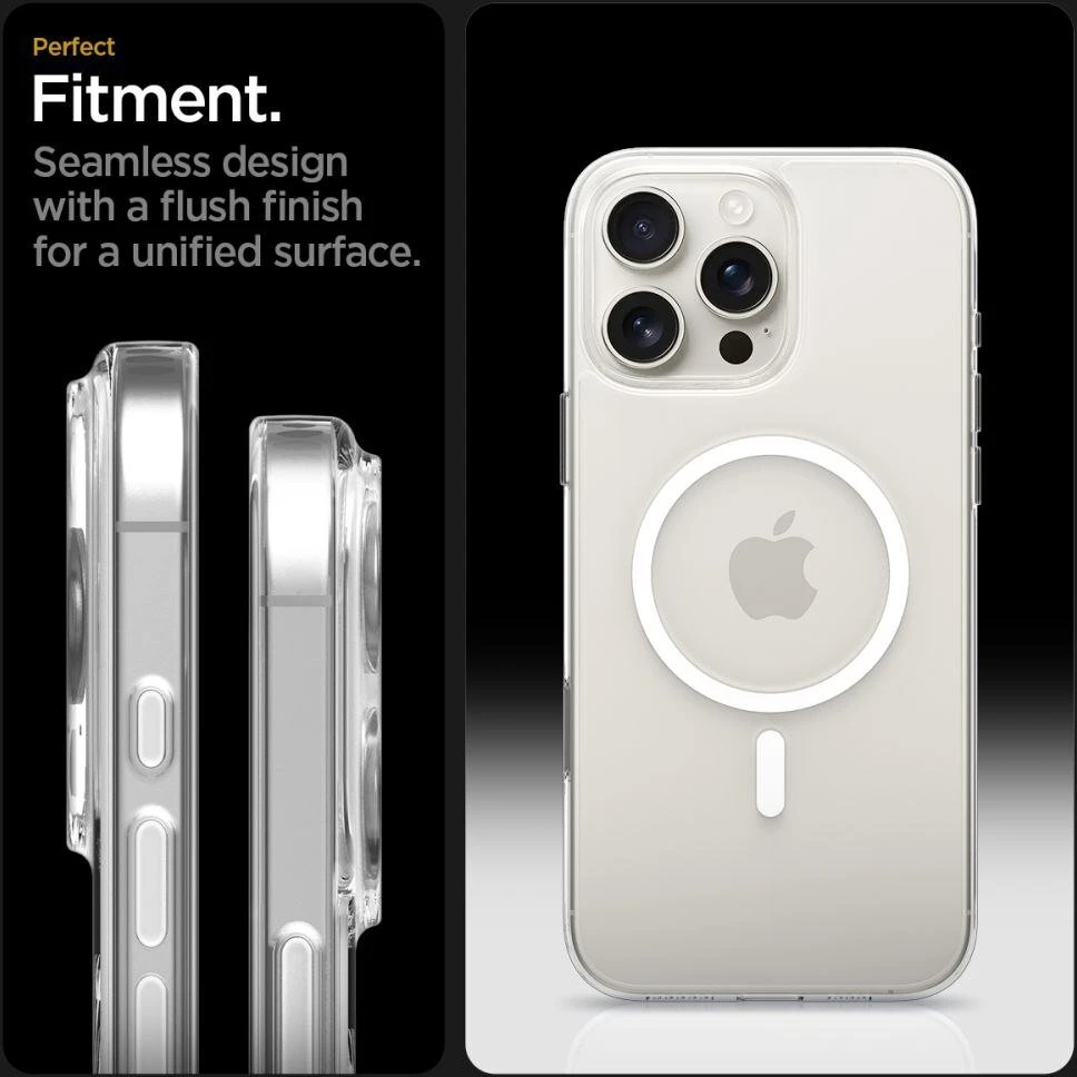 Dėklas Spigen Thin Fit T MagSafe, skaidrus baltas - iPhone 16 Pro