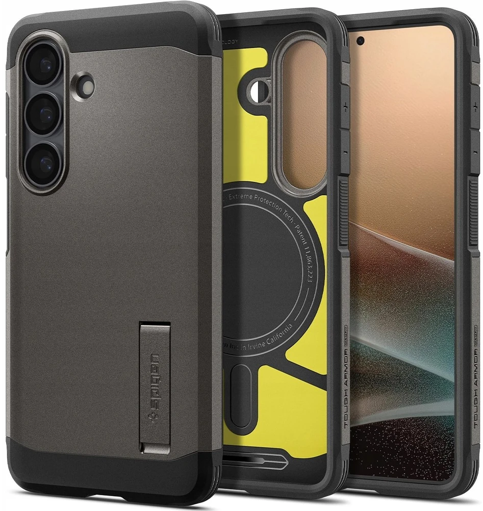 Spigen Tough Armor Mag MagSafe dėklas skirtas Samsung Galaxy S26 – pilkos spalvos
