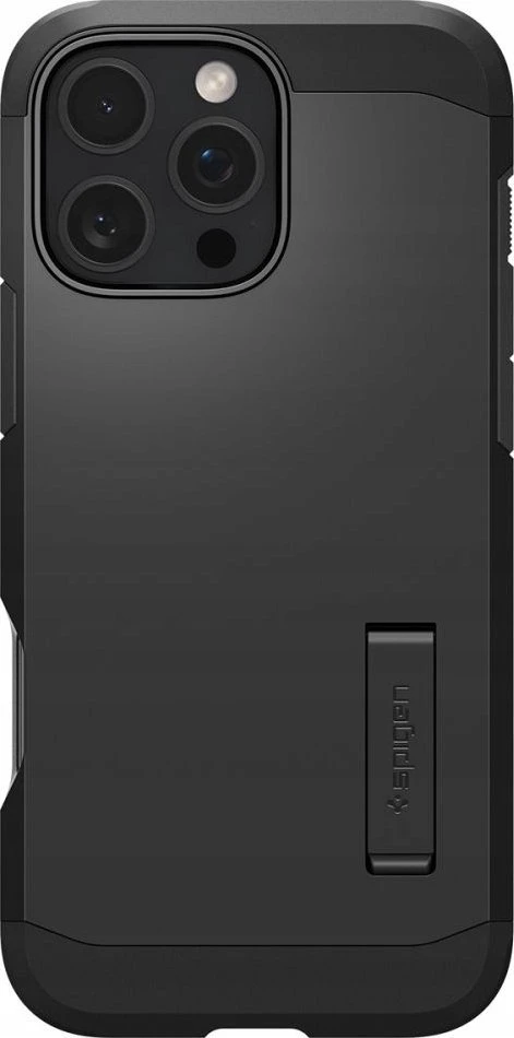 Spigen Tough Armor MagSafe su stoveliu Apple iPhone 16 Pro – dėklas telefonui juodos spalvos