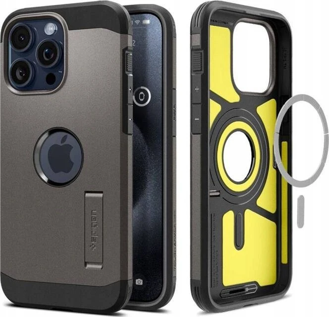 Spigen Tough Armor MagSafe su stoveliu Apple iPhone 16 Pro Max – dėklas telefonui juodos spalvos