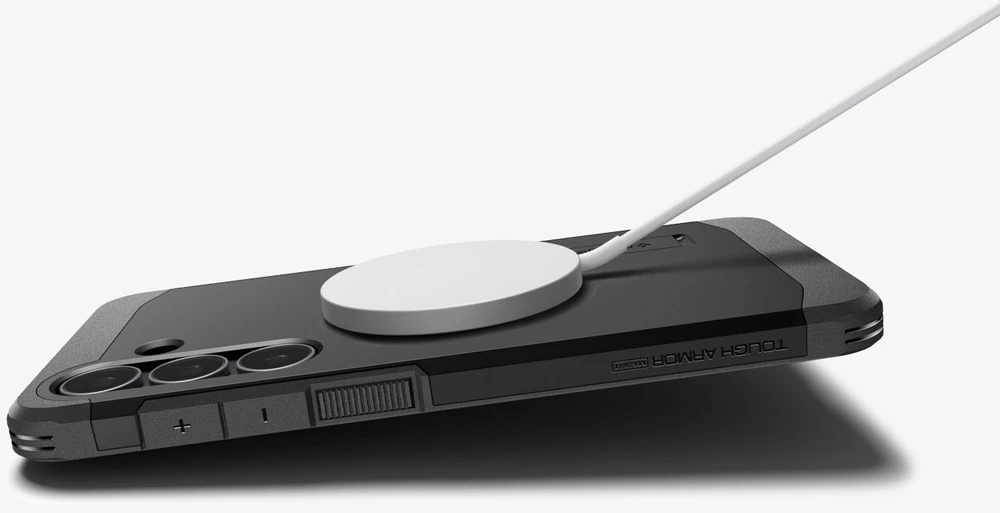 „Spigen Tough Armor MagSafe“ dėklas, juodas - „Samsung Galaxy S25 FE“