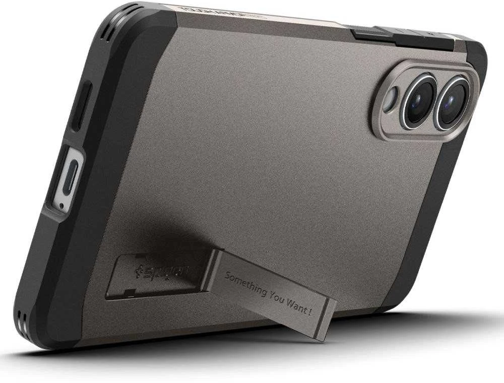 Spigen Tough Armor MagSafe dėklas skirtas Samsung Galaxy S25 Edge – Gray/juodos spalvos