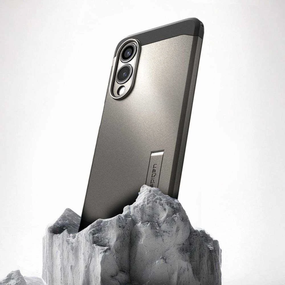 Spigen Tough Armor MagSafe dėklas skirtas Samsung Galaxy S25 Edge – Gray/juodos spalvos