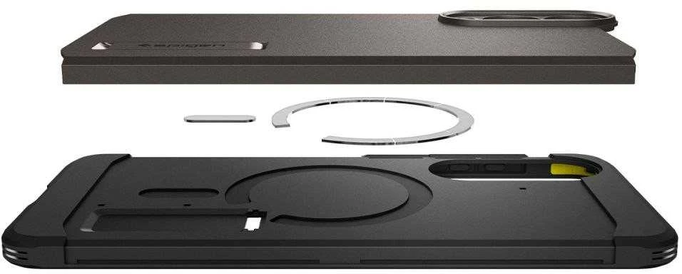 Spigen Tough Armor MagSafe dėklas skirtas Samsung Galaxy S25 Edge – Gray/juodos spalvos