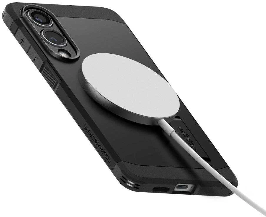 Spigen Tough Armor MagSafe dėklas skirtas Samsung Galaxy S25 Edge – juodos spalvos