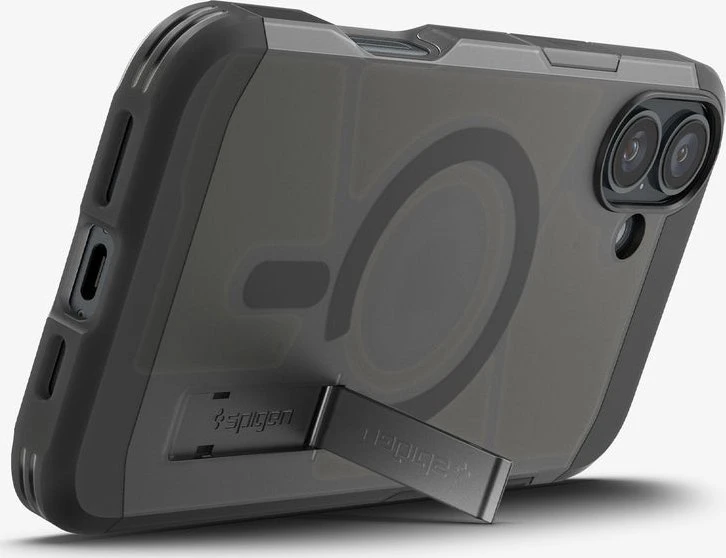 Dėklas „Spigen Tough Armor MagSafe“, šerkšno juodas - iPhone 16