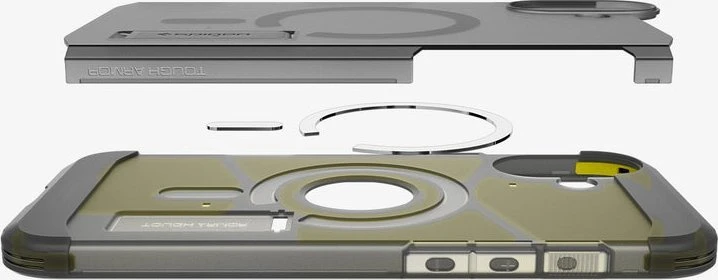 Dėklas „Spigen Tough Armor MagSafe“, šerkšno juodas - iPhone 16