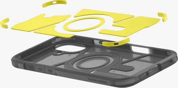 Dėklas „Spigen Tough Armor MagSafe“, šerkšno juodas - iPhone 16