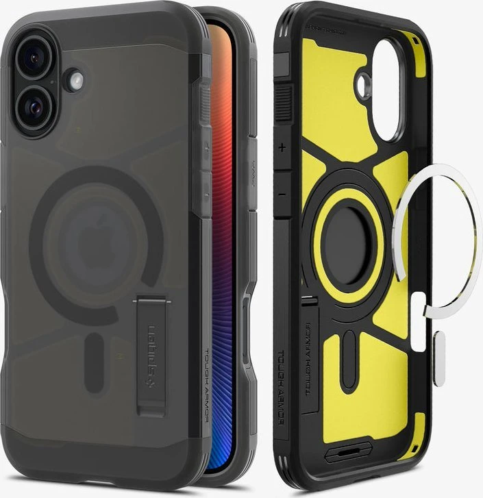 Dėklas „Spigen Tough Armor MagSafe“, šerkšno juodas - iPhone 16