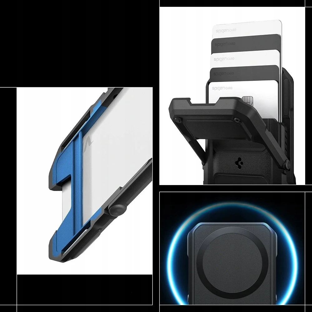 Dėklas „Spigen Tough Armor Pro“ piniginė, „MagSafe 5 Card“, juoda