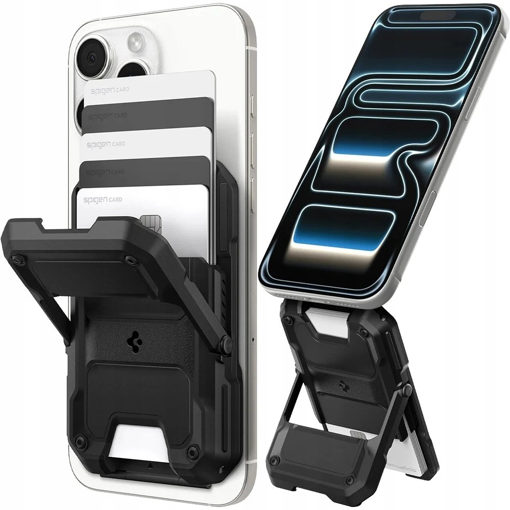 Dėklas „Spigen Tough Armor Pro“ piniginė, „MagSafe 5 Card“, juoda