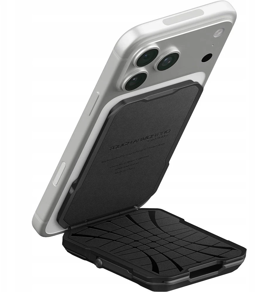 Dėklas „Spigen Tough Armor Pro“ piniginė, „MagSafe 5 Card“, juoda