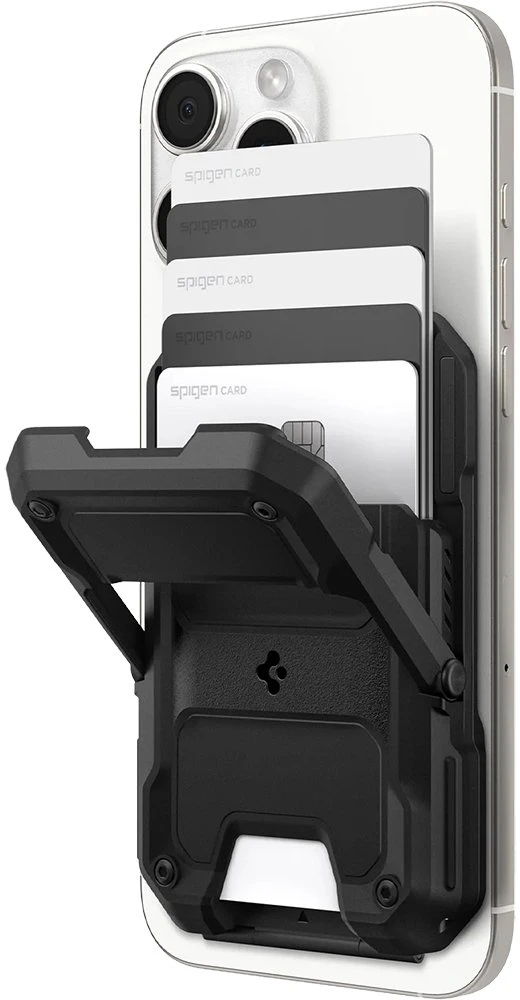 Dėklas „Spigen Tough Armor Pro“ piniginė, „MagSafe 5 Card“, juoda
